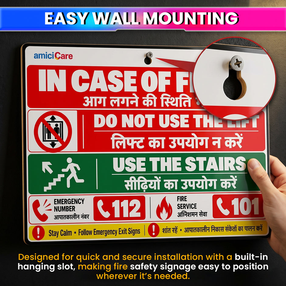 Fire Safety Sign Board In Case of Fire Do Not Use Lift | Hindi English   | Wall-Mount Display