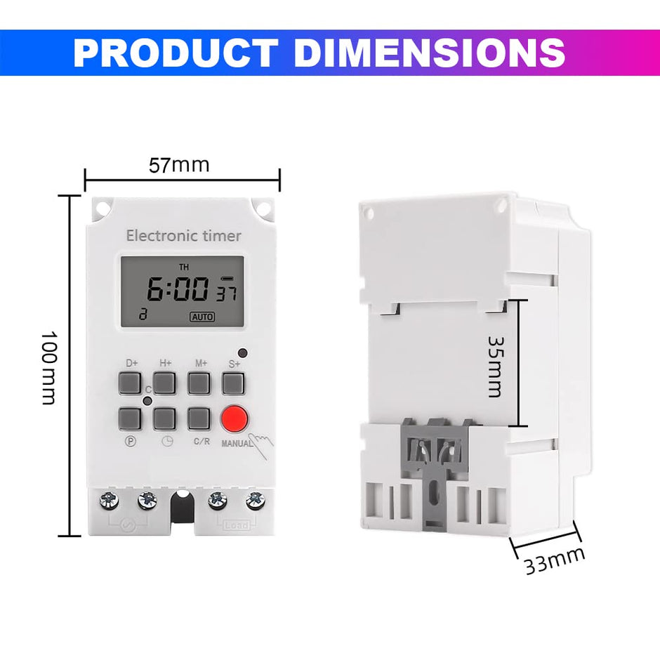 amiciSmart Programmable Timer Switch, High Precision Automatic On Off Switch for Light, Fan with Minimum Set Interval of 1sec (220VAC, 25A)