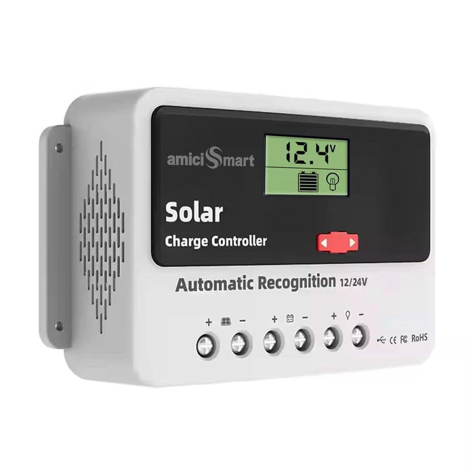 Solar Charge Controller 40A, Intelligent Battery Regulator for Solar Panel LCD Display with USB Port (40A)