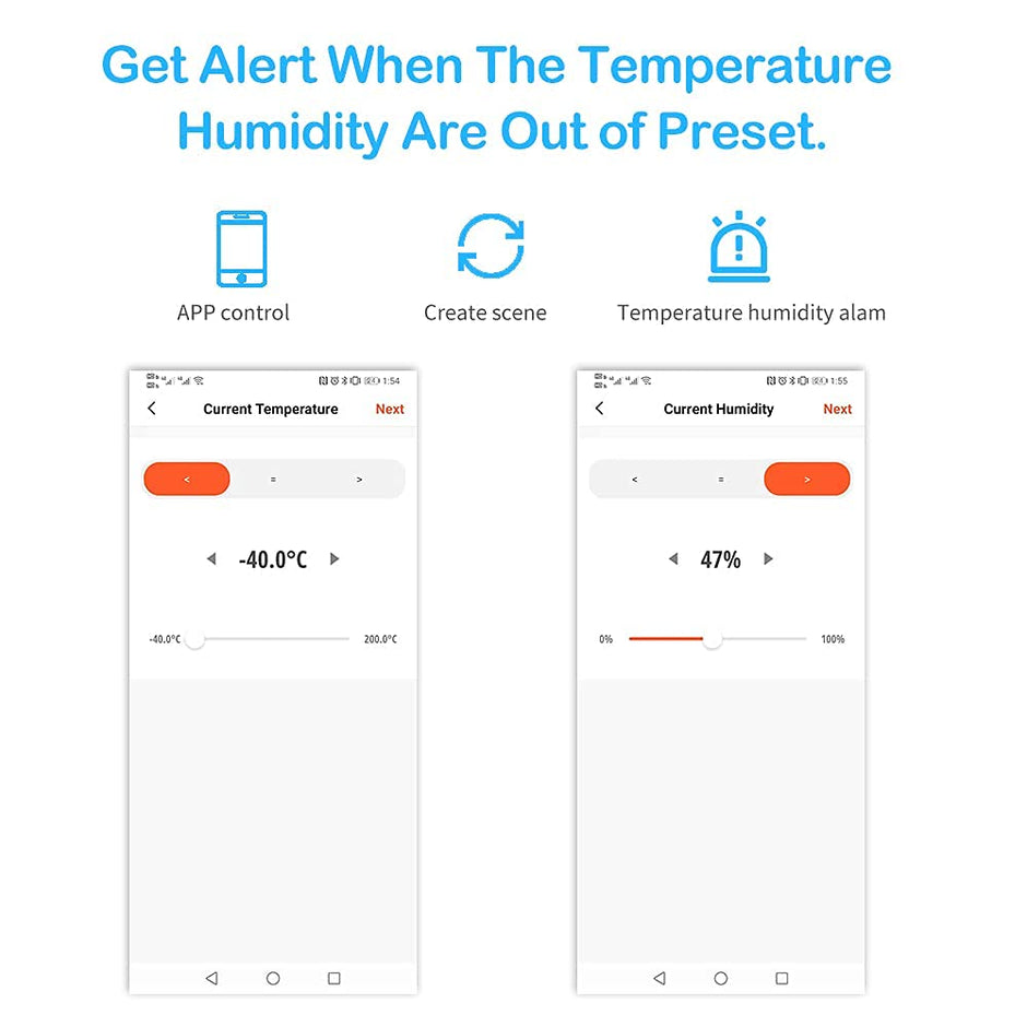 amiciSmart WiFi Temperature Humidity Monitor, Thermometer Hygrometer Sensor with App Control and Built-In Alarm