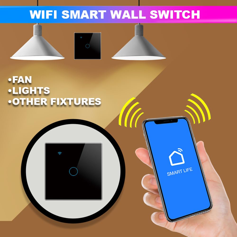 WiFi Touch Switch – 4 Gang, 230V/10A, Alexa/Google Compatible, Interlocking, SmartLife App amiciKart