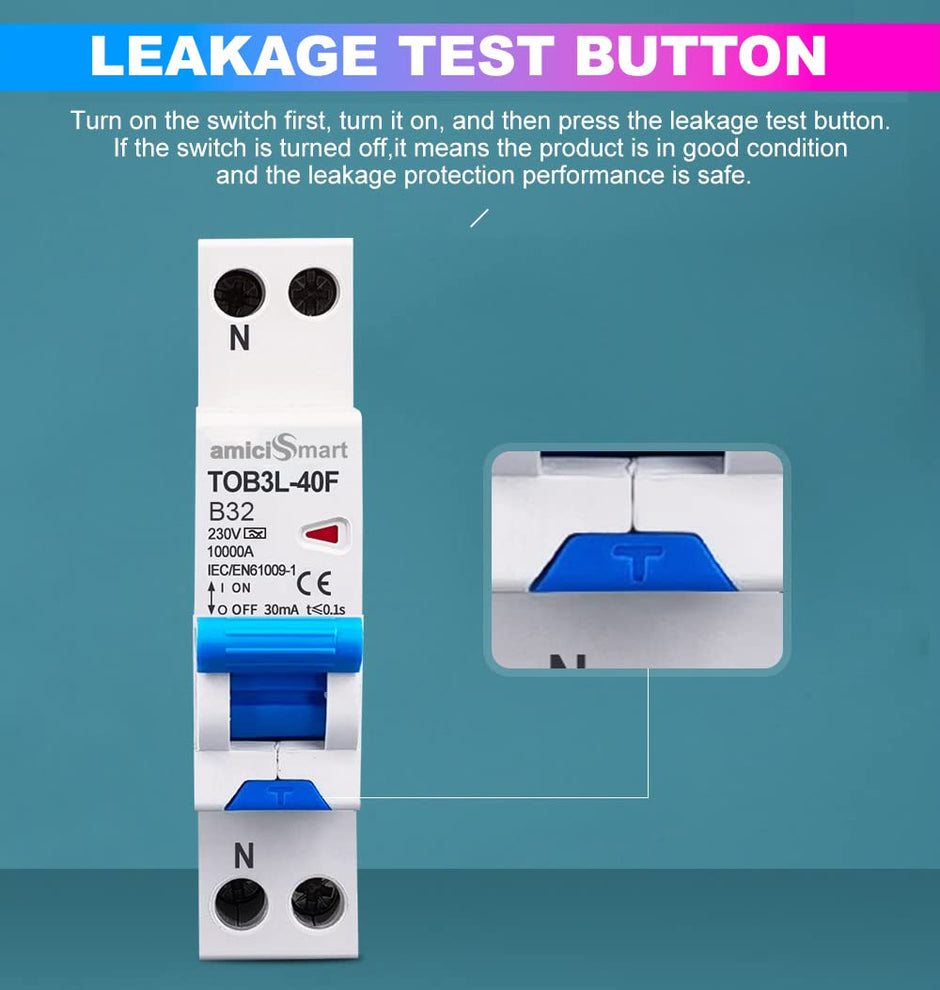 32A Circuit Breaker with Over Current and Leakage Protection, 220VAC