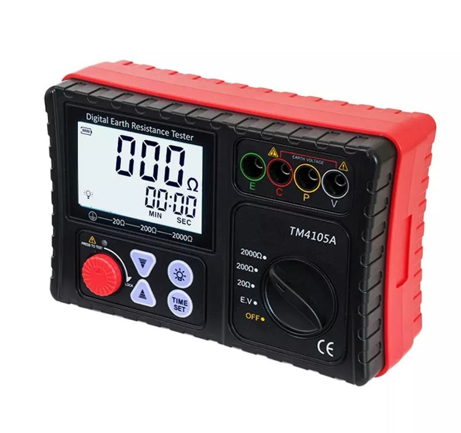 Earth Resistance Tester, High-Precision Megohmmeter with Ground Voltage Test, LCD Display, 6×AA Batteries