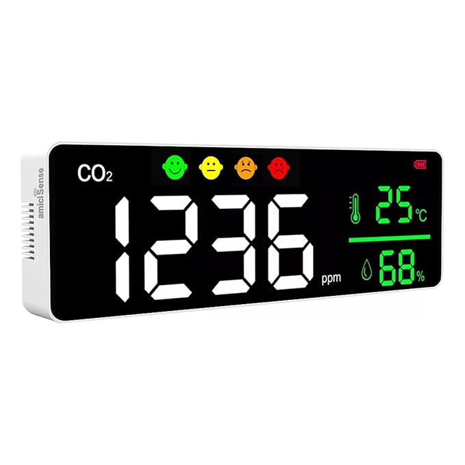 3-in-1 Smart WiFi Air Quality Monitor CO₂, Temperature & Humidity with App Connectivity & USB Rechargeable amiciKart c0tmiz-hs.myshopify.com