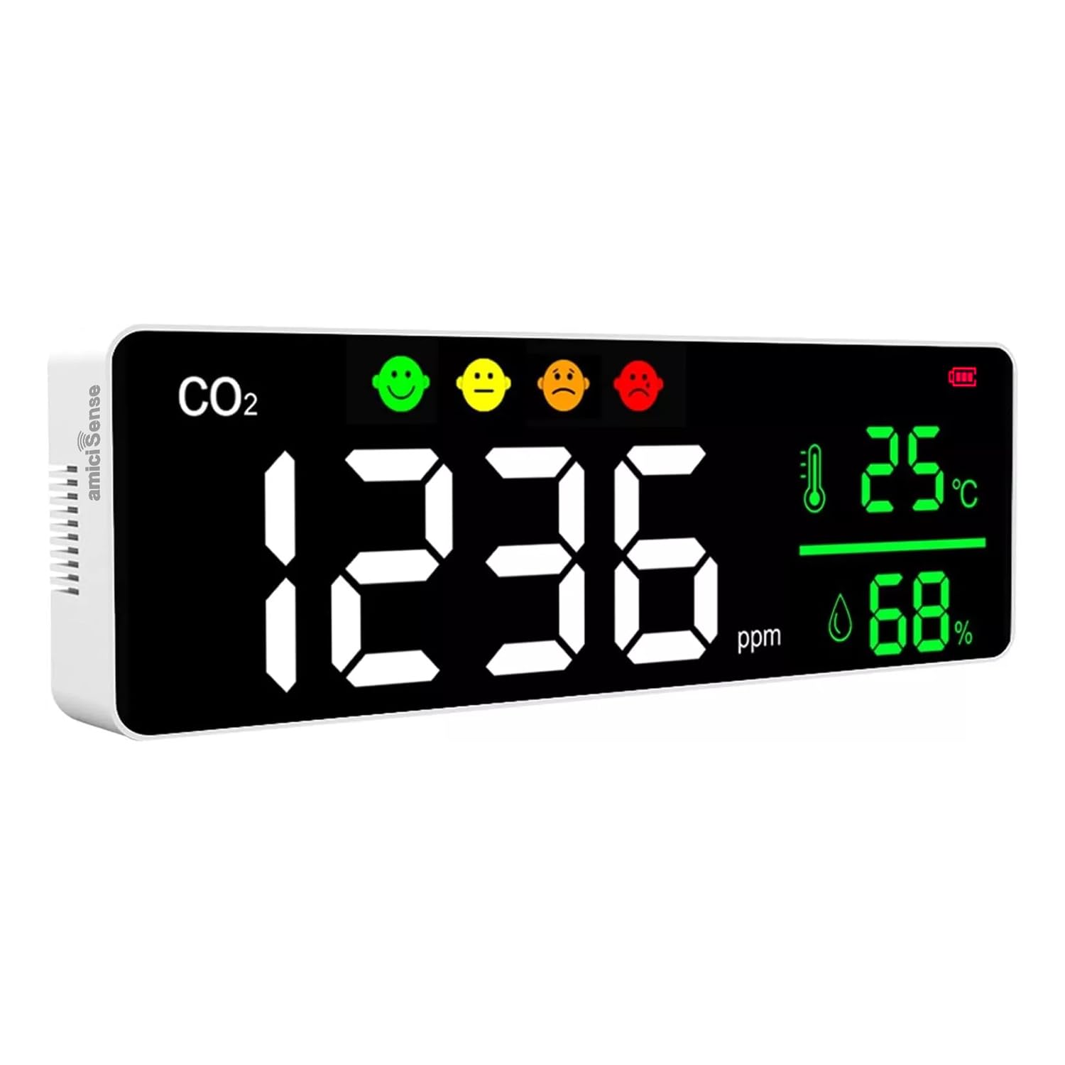 6292991 Digital Air Quality Monitor – AQI, CO2, Temperature & Humidity Tracker with Large LED Display & Smart Alerts for Healthier Living amiciKart 6292991