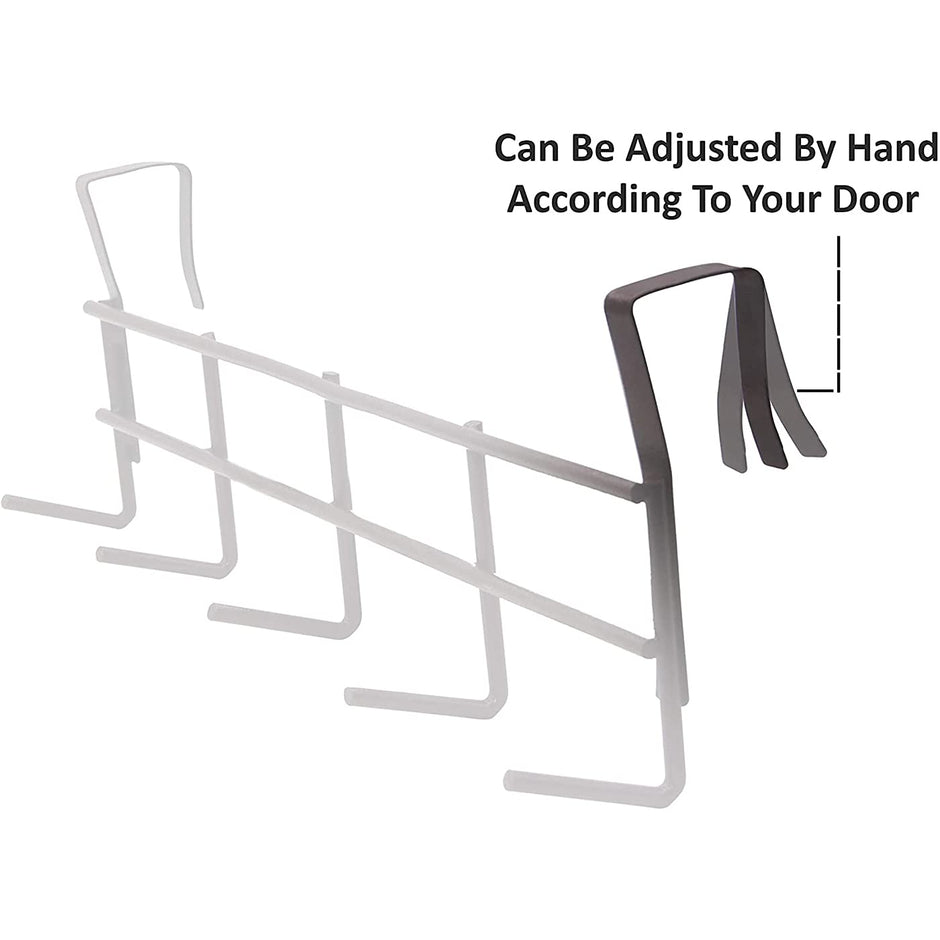 Over Door Hook Hanger- 5 Hooks, No Drill Steel Rack for 4 cm Thick Door (Pack of 1) amiciKart