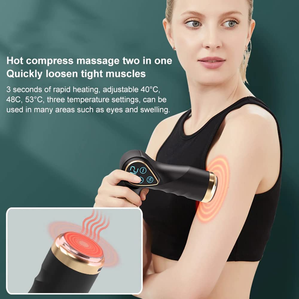 Wireless Massager, USB Rechargeable Muscle Relaxation Gun with Hot Compress and 4 Head amiciKart c0tmiz-hs.myshopify.com