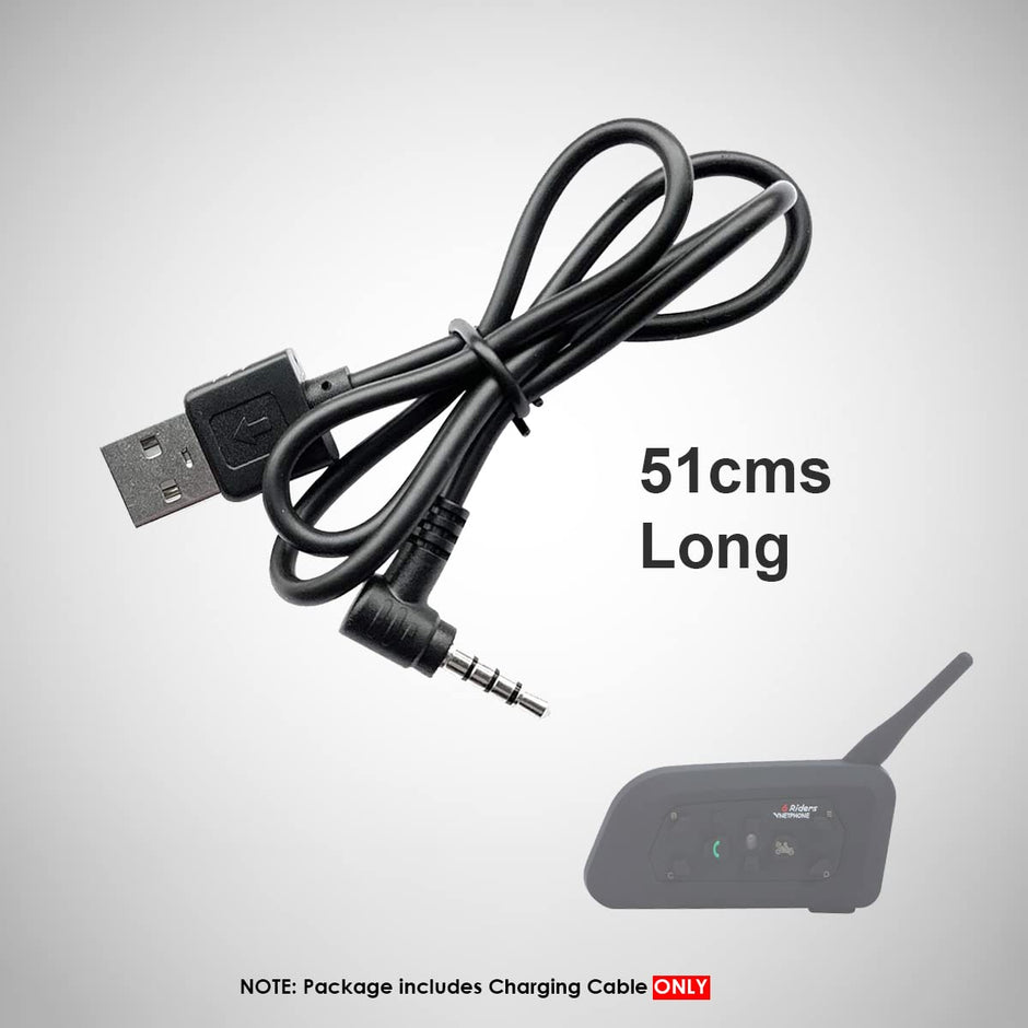 amiciAuto Ejeas V6 and V6 Pro Charging Cable for Helmet Intercom (Black)