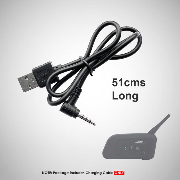 Ejeas V6 & V6 Pro Helmet Intercom Charging Cable – USB Cord (Black)