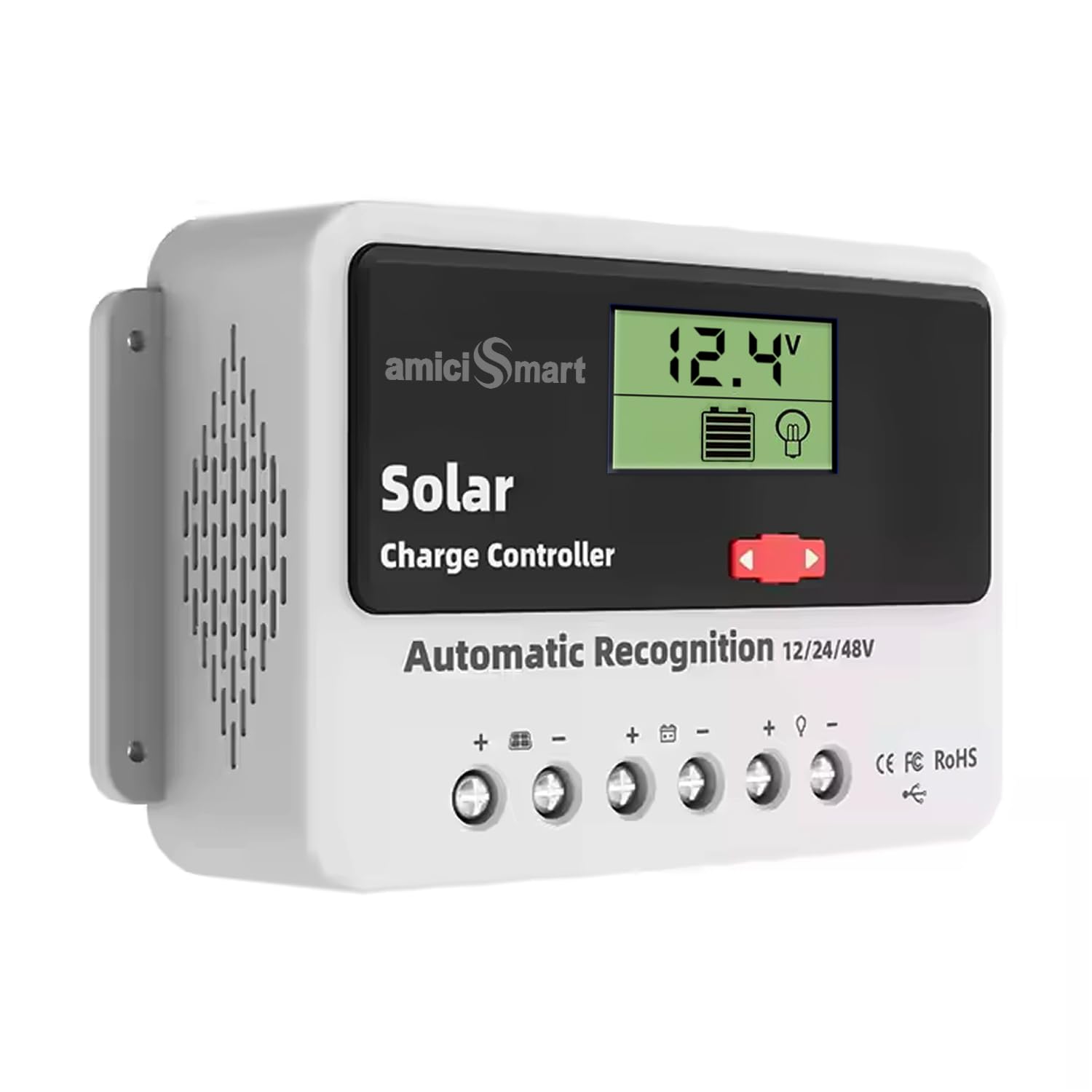 Solar Charge Controller 50A, Intelligent Battery Regulator for Solar Panel LCD Display with USB Port (50A)