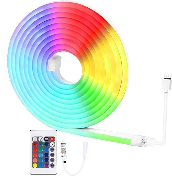 RGB Neon LED Strip Light – 5M Flexible Lights with Smart App & Remote Control, Music Sync Decorative Lighting amiciKart c0tmiz-hs.myshopify.com