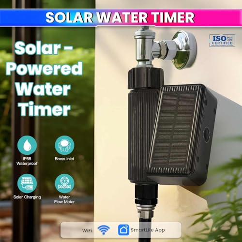 WIFI Smart Solar Water Timer & Irrigation Controller with DN20 Valve & Soil Moisture & Temperature Sensor, IP65 Waterproof, Solar +Type-C Rechargeable