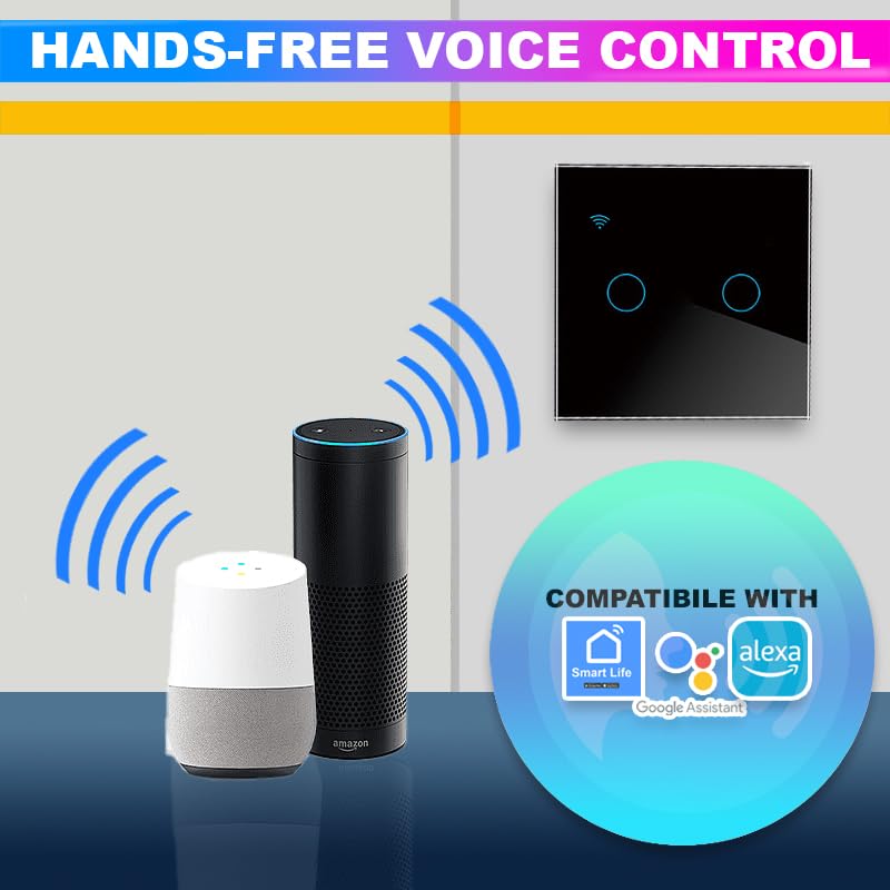 amiciSmart WIFI Switch, Smart Wall Switch with Touch Button Compatible with Alexa,Google Assistant & SmartLife App,10A 230VAC Smart Switch