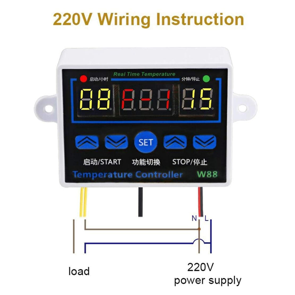 19 Degree Celsius to 99 Degree Celsius, C2 in 1 Digital Thermostat AC 220V, 1500W
