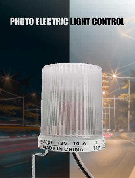 Automatic On/Off Switch for Light, Street Light Controller 10A Photocell Sensor DC 12V