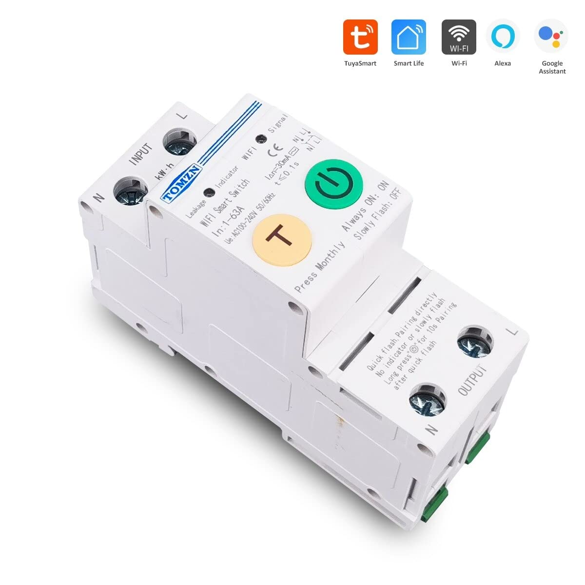WiFi Smart MCB 63A with Energy Meter & Overload Protection, SmartLife App(63A with RS485 Port)