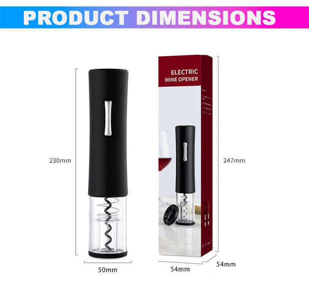 amiciCare Electric Wine Bottle Opener, Automatic Corkscrew Opener with Foil Cutter and 4xAA Battery