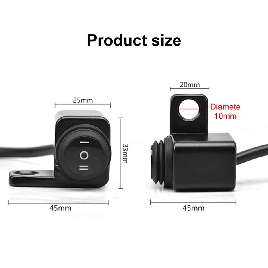 12V 16A Motorcycle Mirror-Mount Switch- Waterproof Bike Switch for Fog-Lamps, Headlight