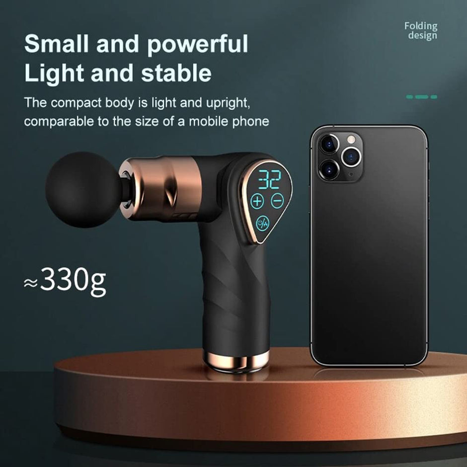 Wireless Massager, USB Rechargeable Muscle Relaxation Gun with Hot Compress and 4 Head amiciKart