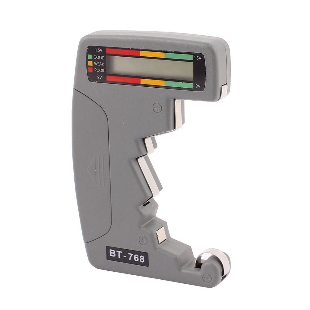 Universal LCD Battery Tester for 9V–1.5V C/AA/AAA Alkaline & Rechargeables Batteries– Grey