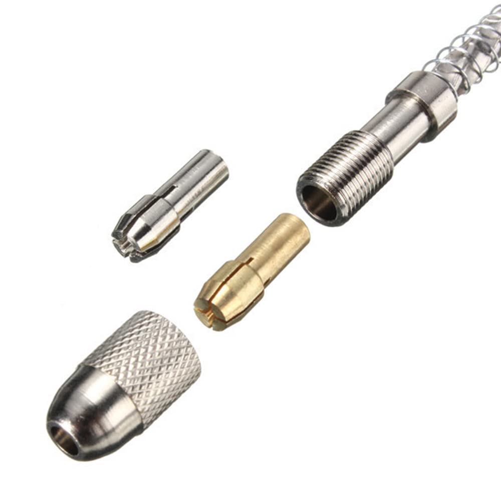 Semi-Automatic Wood Model Manual Bits and 2 Chuck Hand Twist Drill for Jeweler (Silver) -20pcs