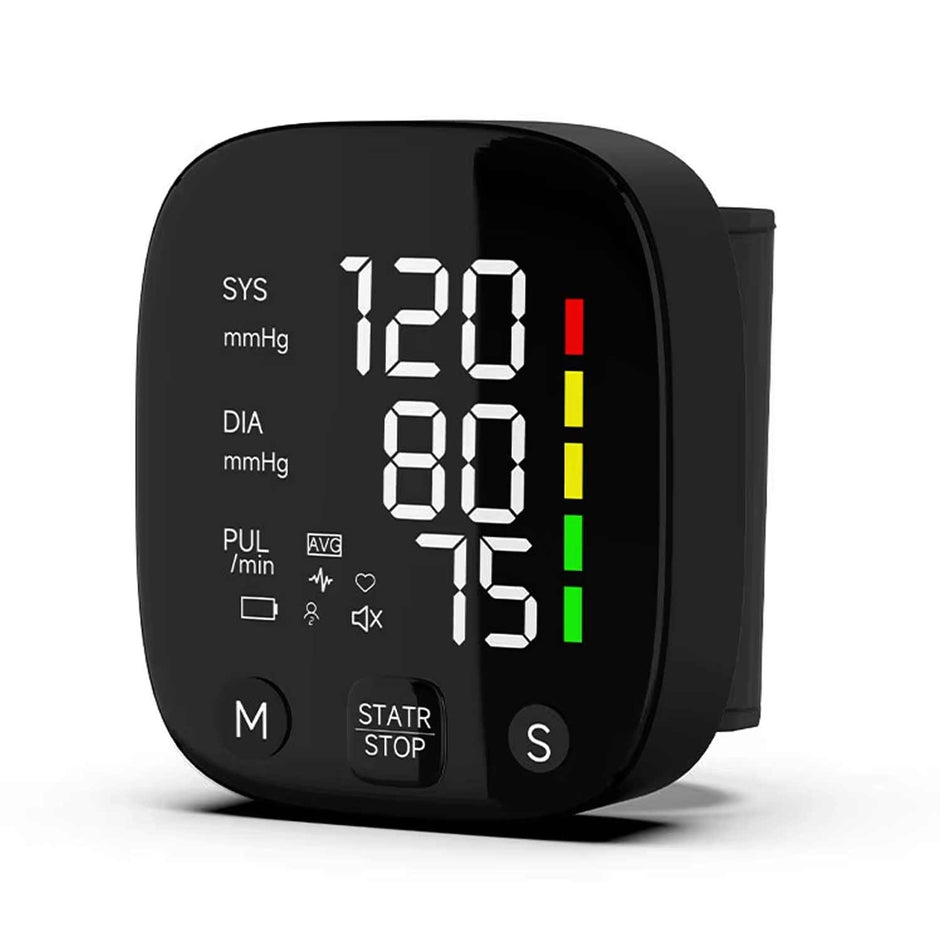 amiciCare Wrist Blood Pressure Monitor, Type-C Rechargeable BP Machine Stores 99 * 2 Readings for 2 Users with Color Indicators and Voice Broadcast