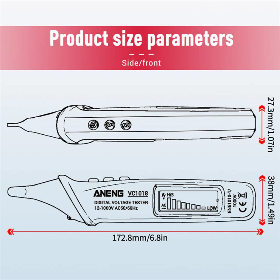amiciSense Touchless Tester Pen AC 12-1000v High Precision Non-Contact Voltage Detector with Breakpoint Detection, Adjustable Sensitivity