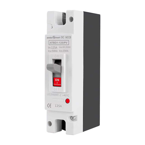 125A 1P DC MCCB, 250V/600V, 50kA – Overload & Short Circuit Protection for Solar/PV Systems