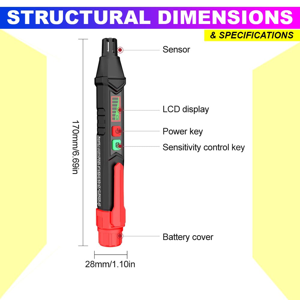 Flammable Gas Leak Detector Pen 50~1000PPM with Visual and Audible Alarm amiciKart c0tmiz-hs.myshopify.com