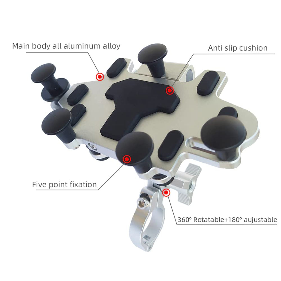 amiciAuto Motorcycle Phone Mount, Anti-Shake Mobile Holders for Bikes, 360? Rotatable Aluminum Frame Compatible with 5.1 inch to 7.2 Inch Phone