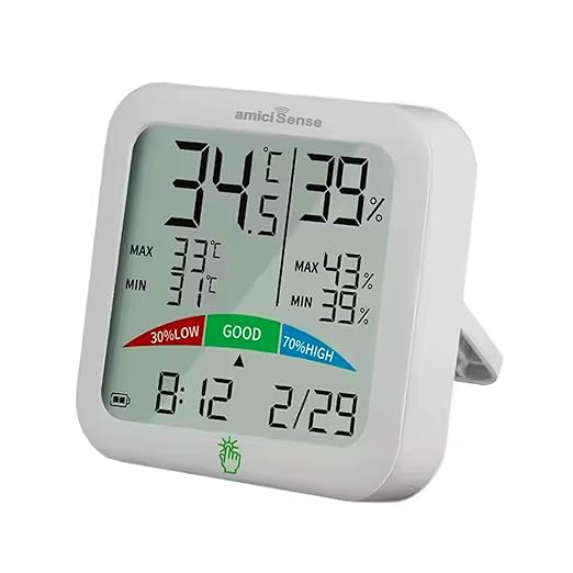 Digital Hygrometer Thermometer with LCD Display – Temperature & Humidity Monitor with Clock
