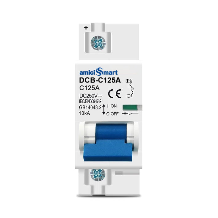 Overloads and Short Circuit Protection 125A DC Circuit Breaker 250V DIN Rail Mount, Solar & Battery Protection