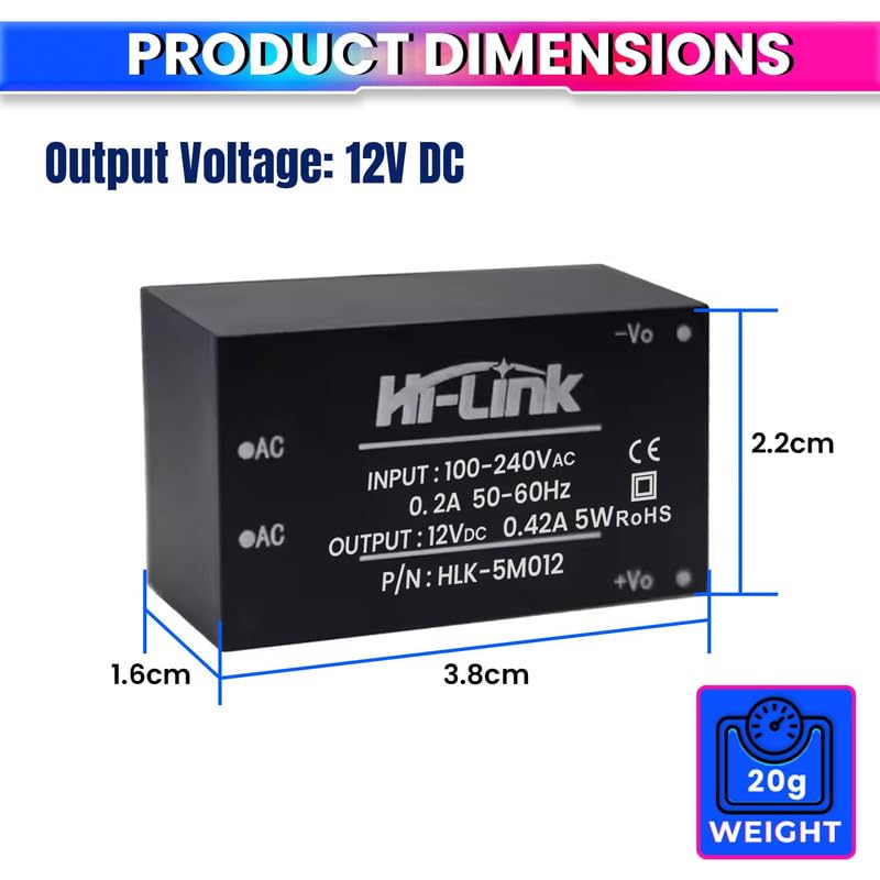 AC to DC Power Supply PCB Module 220V AC to 12V DC 5W – Compact & Efficient Buck Converter for DIY & Industrial Use