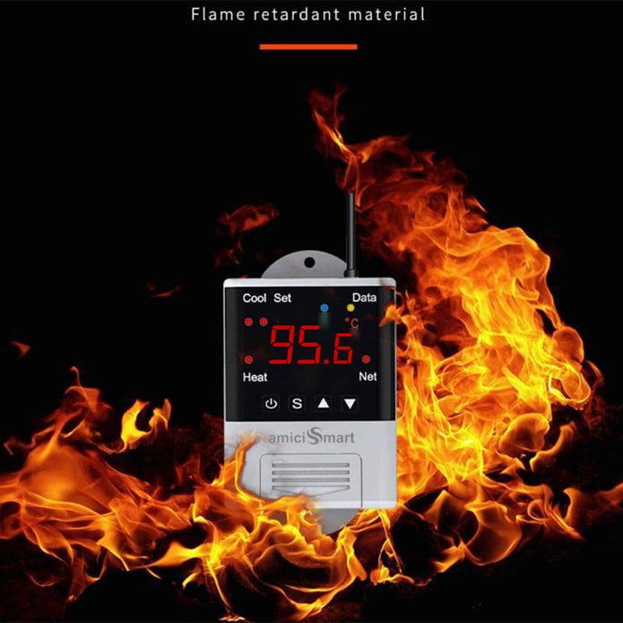 WiFi Digital Thermostat AC 220V, -40~99.9°C Temp Controller with NTC Sensor & LCD