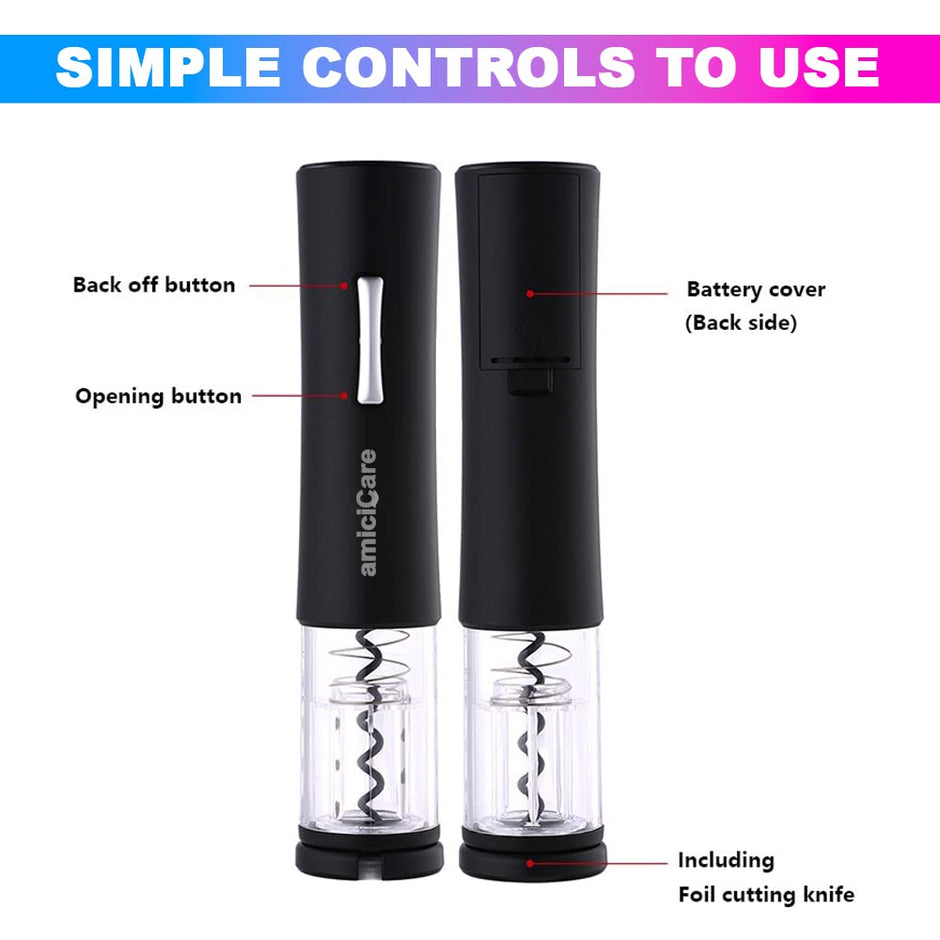 Electric Wine Bottle Opener, Automatic Corkscrew Opener with Foil Cutter