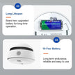 Wi-Fi Smoke Detector & Fire Alarm Sensor with Photoelectric Battery Operated Remote Monitoring Loud Alert (85dB)