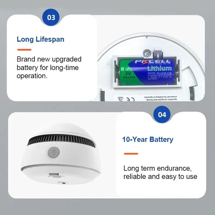 Wi-Fi Smoke Detector & Fire Alarm Sensor with Photoelectric Remote Monitoring with Loud Alert & Battery Operated