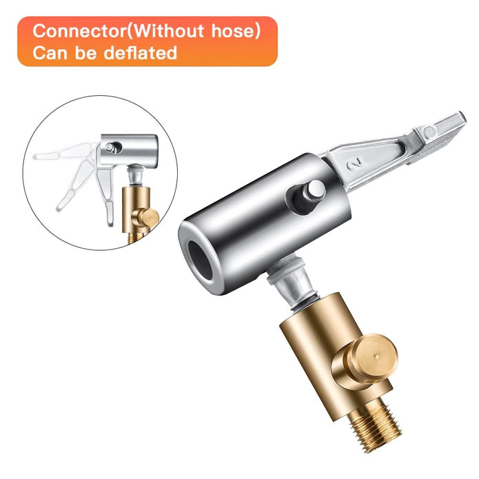 Universal Air Pump Nozzle for Inflator, Clip-Type Valve Adapter for Inflation & Deflation Leak-Proof Zinc-Alloy Connector