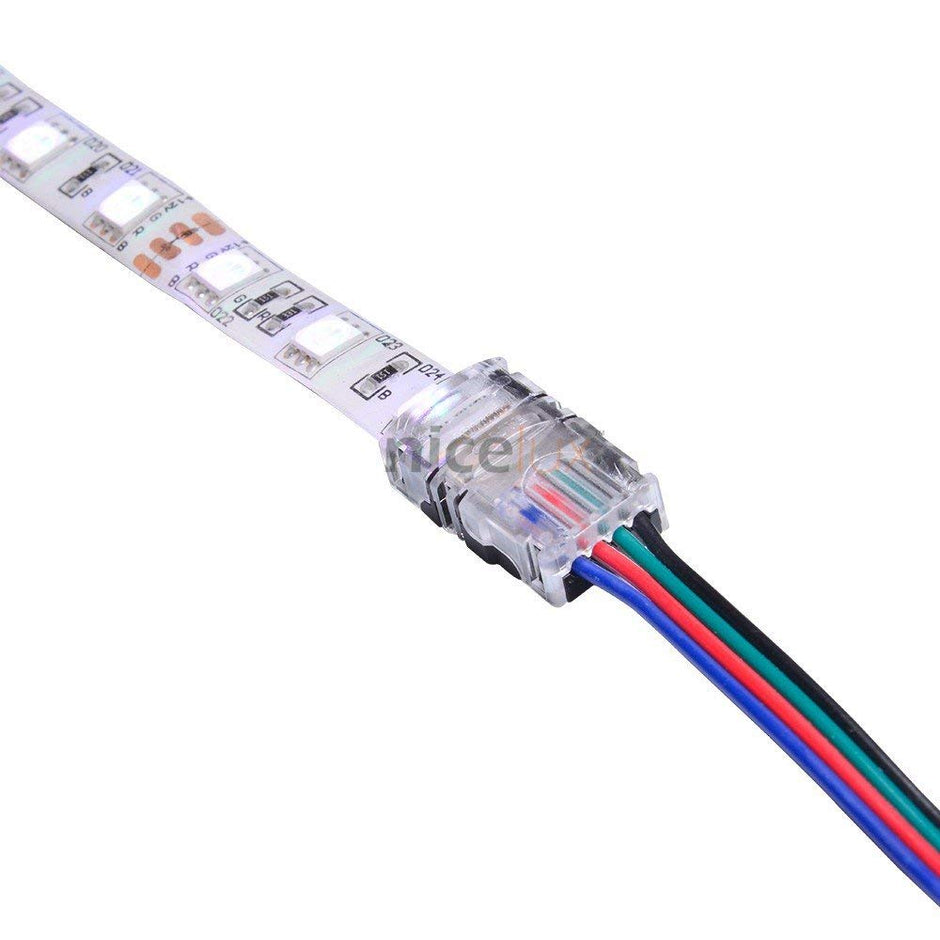 amiciTools LED Connector for 5050 5630 RGB LED Light Strip; Wire Connection Conductor (Clip Type) -4 Pieces