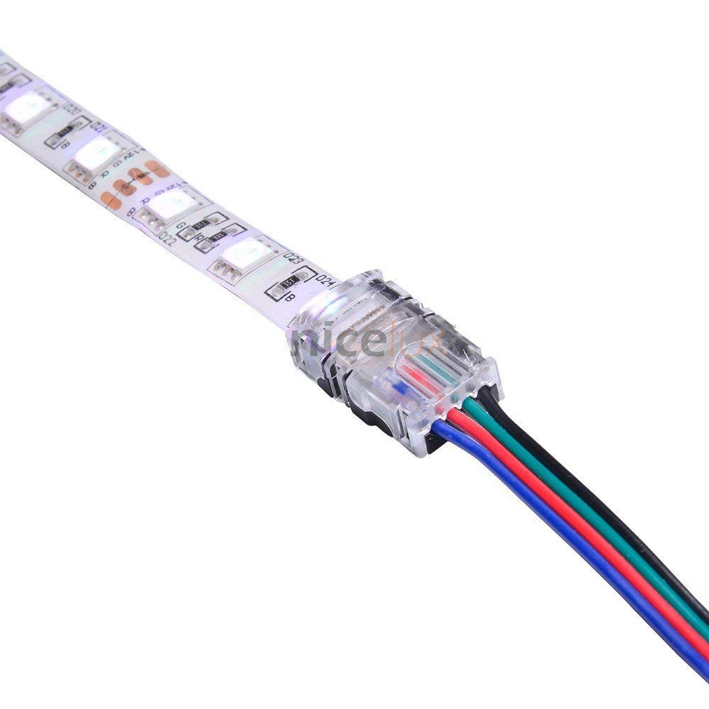 amiciTools LED Connector for 5050 5630 RGB LED Light Strip; Wire Connection Conductor (Clip Type) -4 Pieces