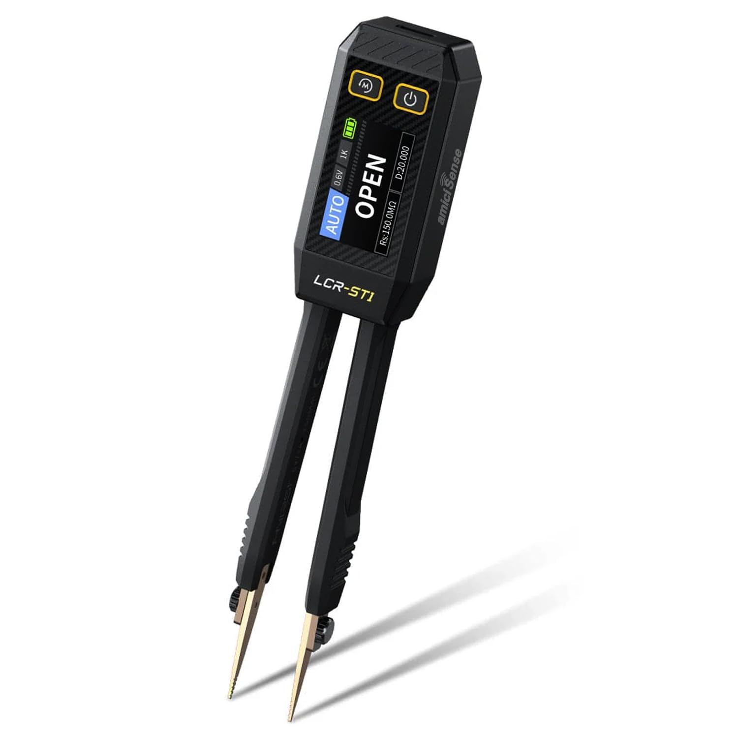 amiciSense LCR-ST1 Mini Smart Digital Tweezer – SMD LCR & ESR Tester with Auto Recognition, 1.14” Color Display & USB-C Charging