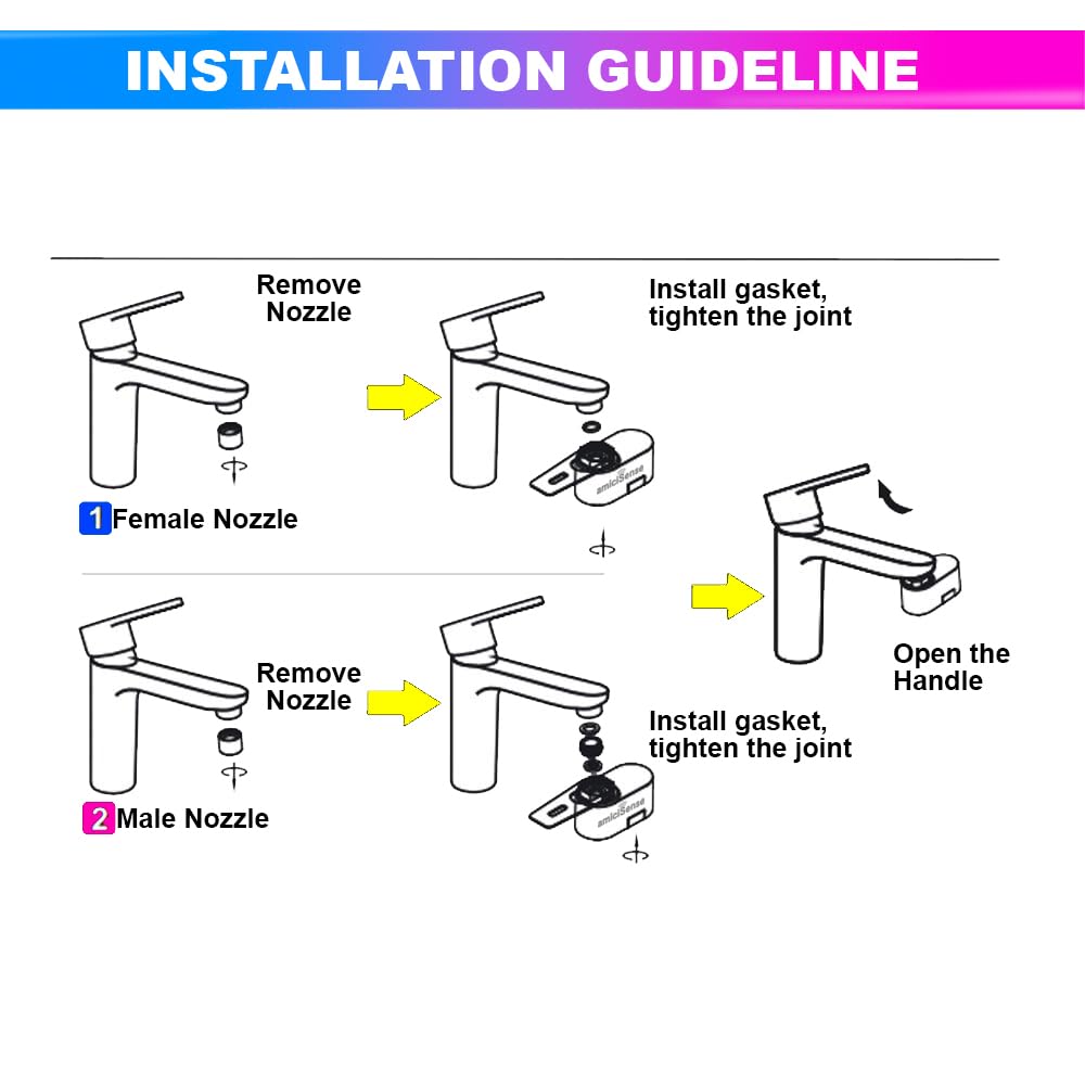 Automatic Touchless Tap, Upgraded Dual Sensor Water Faucet With Type-C Charging And 2 In 1 Adapter amiciKart
