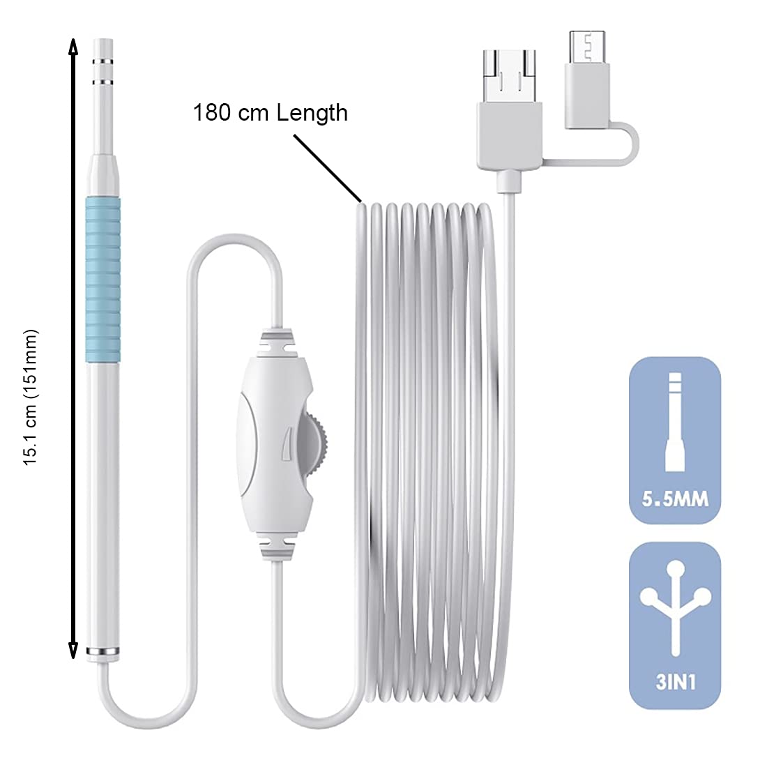 Ear Cleaning Endoscope with 0.3MP Camera and 6 LED