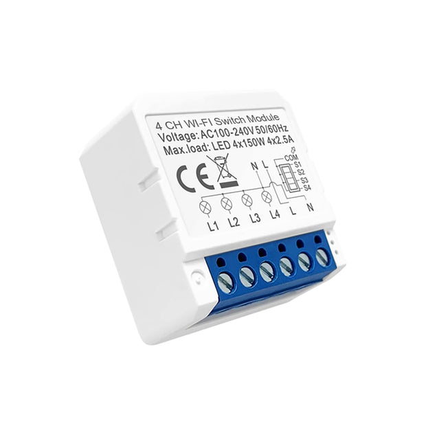 4-Gang WiFi Smart Switch | 10A 220V | Dual Way Control with Interlock | Works with Alexa & Google amiciKart
