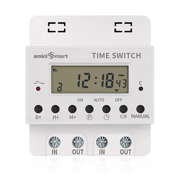 220V 60A Digital Programmable Timer Switch – 28 ON/OFF Settings, LCD Display, Battery Backup