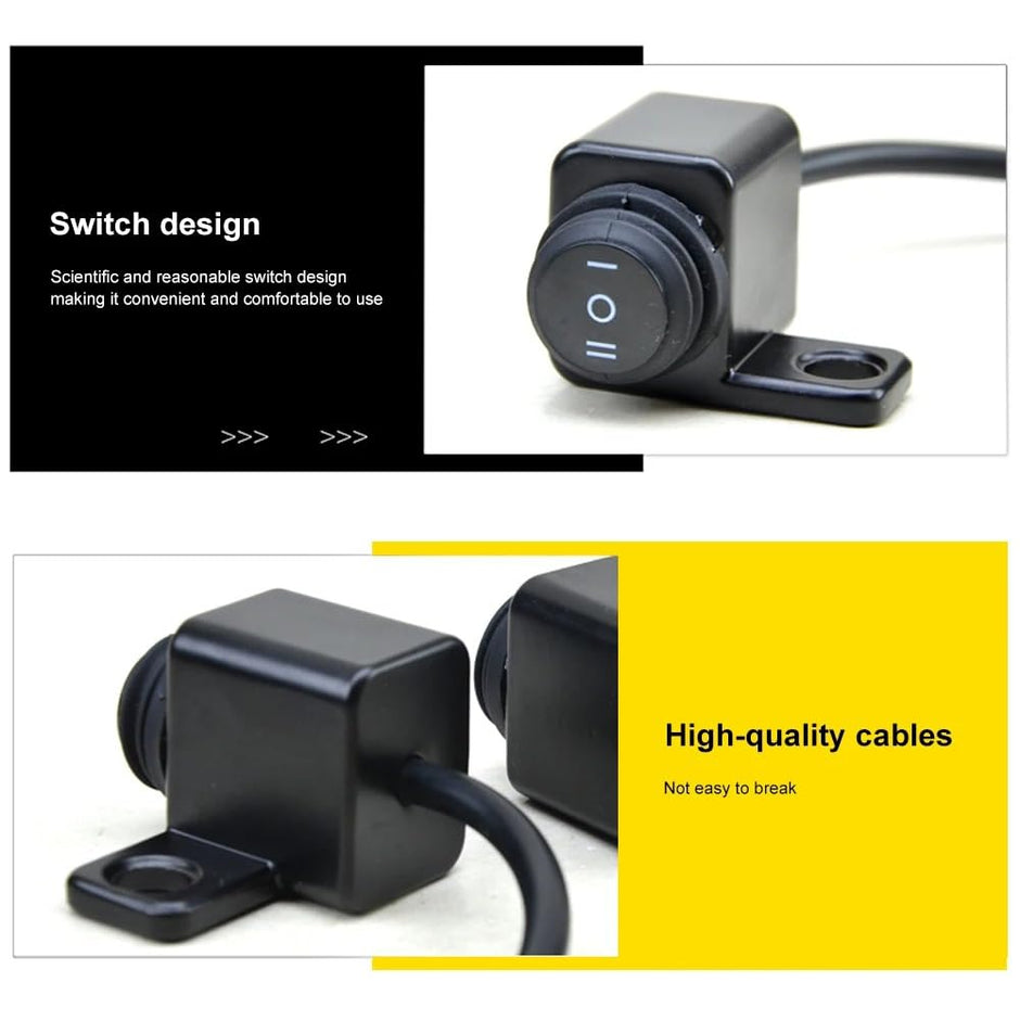12V 16A Motorcycle Mirror-Mount Switch- Waterproof Bike Switch for Fog-Lamps, Headlight