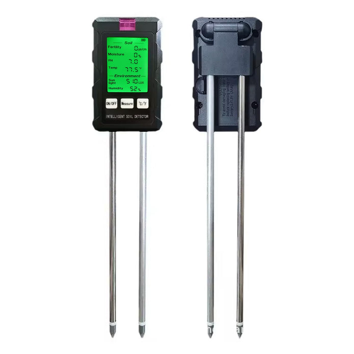 6-in-1 Soil Tester – Dual 180mm Probes -pH, Moisture, Temp, Fertility, Humidity & Sunlight Analyzer