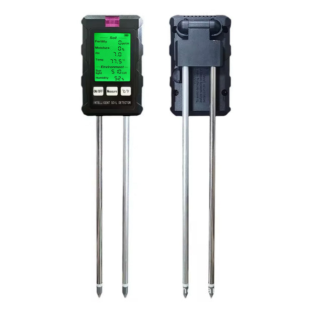 6-in-1 Soil Tester – Dual 180mm Probes -pH, Moisture, Temp, Fertility, Humidity & Sunlight Analyzer amiciKart