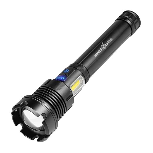 XHP90 Rechargeable LED Torch Light – 4000 Lumens Flashlight with COB Work Light, 7 Modes & Power Bank