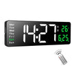 Remote Controlled LED Wall Clock - Day Date Month Temperature Display | Dual Alarm